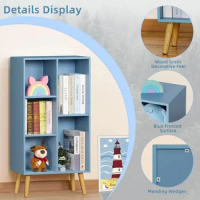 Children's bookshelf, wooden modern bookshelf with legs, children's toy organizer, 3-layer independent display bookshelf