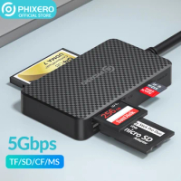 PHIXERO Multi Micro SD Card Reader TF CF MS Flash Memory Stick Adapter USB A Type C 3.0 Microsd Switch Docking for PC 1TB 2TB