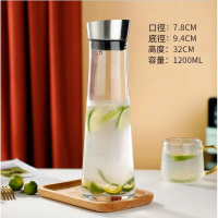 玻璃冷水壺家用凉水壺夏季耐熱高溫水瓶（1.2升斜口水壺-【2個裝】） 