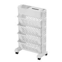 5 Tier Mobile Storage Rack Multi-Layer Shelf With Wheels Organizer Bookshelf Table Sundry Storage Kitchen Study Storage Cabinet