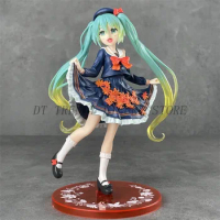 19cm Anime Hatsune Miku Maple leaves Uniform Miku Action Figure PVC Collection Model Ornaments Toys For Childs Birthday Gifts
