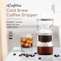 iCafilas 300ML Ice Cold Drip Coffee Pot Glass Coffee Tea Maker Barista Dripper Pot Hand-made Brewer Household Pour over Kettle