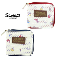 【日本正版】三麗鷗人物 皮質 短夾 皮夾 錢包 凱蒂貓/美樂蒂/雙子星 Sanrio