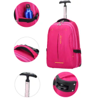 18 Inch Soft Canvas Women's Travel Bag On Wheel Trolley Rolling Laptop Luggage Bag Tourist Backpack Boarding Cabin Free Shipping