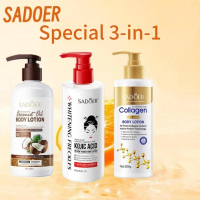 SADOER body lotion set 3 in 1 + 2 in 1 collagen anti aging body lotion + vc whitening body lotion + 