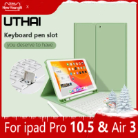 UTHAI E020 For iPad Pro 10.5 / Air 3 Case Universal Ultra-thin Magnetic Keyboard Case Smart Silicone Auto Sleep / With Pen Slot