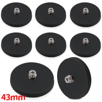 6/8pcs 43 Magnet Base Round Mounting Magnet Rubber Coated Neodymium Magnets M4 Thread Anti-Scratch Strong Magnet Lighting Camera