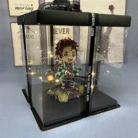 17cm LED light Anime Demon Slayer Kamado Tanjirou Action Figure PVC Collection model decoration decor birthday christmas gift