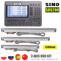 SINO SDS200 Metal 4 Axis LCD Digital Readout Display DRO Kit KA-300 Glass Linear Scale Encoder For Lathe Grinder Millilling Dril