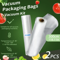 2 rolls of 3m vacuum sealed food packaging bags, free of bisphenol A, seven layer co extruded diamond pattern food packaging bag
