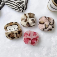 Fashion Fluffy Soft Plush Leopard Earphone Case For Apple AirPods 1 2 Pro 3 Cover Silicone Fur Headphones Cases