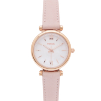 FOSSIL 珍珠貝錶盤的皮革錶帶手錶(ES4699)-珍珠貝面X粉色/28mm