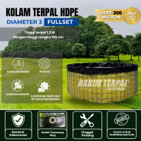 Kolam Terpal Bulat Fullset HDPE Geomembrane 300 Micron Diameter 3 Tinggi 1,2 Meter | Terpal Kolam Ik