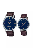 Casio Couple's Analog Watch MTP/LTP-VT01L-2B Brown Leather Band Pair Watch