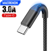 3A USB Type C Cable For Samsung S10 S9 Note 10 Huawei P30 Pro Fast Charge Type-C Mobile Phone Tablet Charging Wire USB C Cable