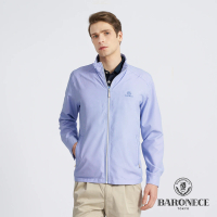 BARONECE 百諾禮士 男款 抗UV格紋立領薄夾克外套-天藍色(1198665-32)