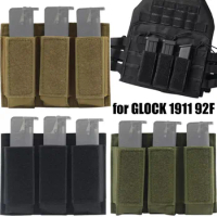 Pistol Triple Mag Pouch 9mm Molle Tactical Magazine Pouch Outdoor Molle Open-Top Magazine Holder for Glock M1911 92