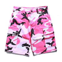 Summer Vacation Purple Pink Short Femme Camouflage Military Men Women Cargo Jean Shorts High Street 