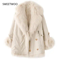 Faux Fox Fur Coat, Oversized Women's Coat, Warm Double-Sided Coat for Women, Fur Parka