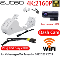 ZJCGO 4K Car DVR Dash Cam Wifi Front Rear Camera 24h Monitor for Volkswagen VW Tavendor 2022 2023 2024