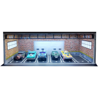 2024car Garage diorama Mô hình 1:64 LED chiếu sáng bãi đậu xe thu nhỏ Mô hình 1:64 xe Garage Mô hình