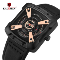 612G New KADEMAN Fashion Watch Men Quartz Outdoor Sport Leather Wristwatches Casual Waterproof Unique Design Relogio Masculino
