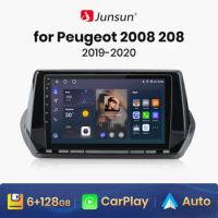 Junsun V1 AI Voice Wireless CarPlay Android Auto Radio For Peugeot 2008 208 2019 - 2020 4G Car Multimedia GPS 2din autoradio
