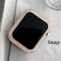 Bling Case for Apple Watch Women Glitter Crystal Diamond Frame Metal Protective Cover Bumper for iWatch 40mm 41mm 44mm 45mm