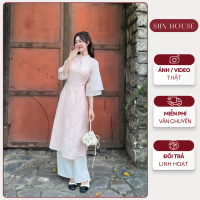 Set Áo Dài Cách Tân Siin House AD129 Ren Hoa Nổi Tay Voan Lửng Kèm Quần Lụa Đi Tiệc Đi Chơi Tết