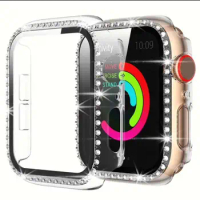 Diamond screen protector Cover for Apple Watch Case 44mm 40mm 38mm 42mm tempered glass+case iWatch Series 5 4 3 2 accessories