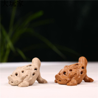 宜興創意紫砂茶寵批發 枯木蟾茶盤擺件雕塑工藝禮品擺件廠家批發