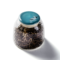 遠舍錘紋玻璃茶葉罐小號陶瓷蓋茶倉防潮密封罐日式儲物罐茶具茶罐