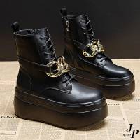 【JP Queen New York】金屬麻花扣綁帶女士小尺碼厚底馬丁靴(2色可選)