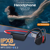 Bone Conduction Headphone For Swimming IPX8 Waterproof Wireless Bluetooth 5.3 Earphone MP3 Player With 32G RAM Sport Headset