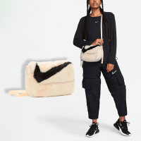 Nike 側背包 NSW Futura 365 粉 黑 毛茸茸 可調式背帶 多夾層 小包 斜背包 FB3048-838