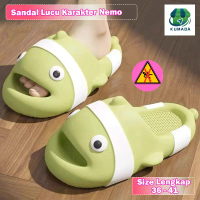 KUMADA Sandal Wanita Bentuk Ikan Nemo Lucu Baru Dalam Ruangan Rumah Antiselip Sandal Pasangan Motif