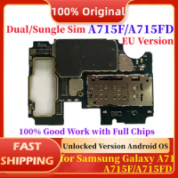 Original Unlocked For Samsung Galaxy A71 A715F/FD EU Version Motherboard with Full Chips Mainboard Clean IMEI Logic Board Plate