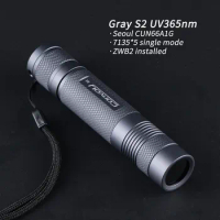 Convoy S2 UV 365nm Gray Flashlight 7135*5 Single Mode Zwb2 Filter Installed UVA 18650 Ultraviolet Flashlight Torch