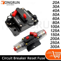 Circuit Breaker 20A to300A Manual Reset for Car Audio System Waterproof Marine Circuit Breaker Reset Fuse 12V- 48V DC 40A 60A