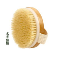 豬鬃毛沐浴刷長柄按摩刷 身體乾刷搓背神器 深層清潔去角質- 手持浴刷-水煮豬鬃毛【刷毛偏硬】 均碼