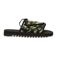 【SUICOKE】DAO 195 BAPE 黑綠 猿人頭 迷彩 透明 側扣 鋸齒大底 聯名款 拖鞋 SK19195APEBK