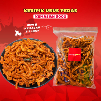 500g Kripik Usus Pedas Daun Jeruk Kriuk Camilan Snack Food Kering Jaya Makmur 2 Keripik Cap Doyok Sn