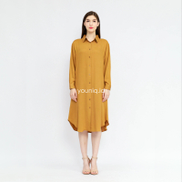 Keenan Casual Oversize Tunic Shirt Baju Kancing Kerah Panjang Rayon Tebal Wanita Atasan Basic Hitam