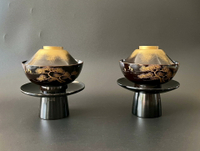 日本精工漆器  大漆金蒔繪   純實木蓋碗2只  極美品
