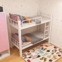 Double Layer Bunk Bed Double Decker Bed Thickened Steel Apartment Bed Upper and Lower Bed Iron Double Bed Student Dormitory Height-Adjustable Bed Staff Iro Sale