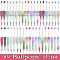 39Pcs Creative Starry Sugar Pen cross-Border Diy Bead Pen Spot Wholesale Handmade Cute DIY Bead Pen Ball Point Pen Girl Gifts