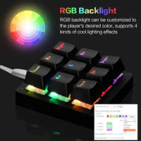 OSU Gaming Keypad RGB Backlit Portable Mini One-Handed Mechanical Keyboard 9 Keys Programmable Macro Keyboard Blue Switches