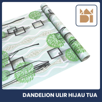 Wallpaper Dinding Motif Dandelion Hijau Tua Ukuran 45 Cm x 7,5-8,5 Meter