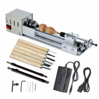 Upgraded Mini Lathe Machine 12V-24VDC 96W Mini Wood Lathe Milling Accessories for DIY Woodworking Wood Drill Rotary Tool