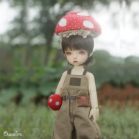 NEW Mushroom 1/6 BJD Doll Resin Art Joint Doll Brown Slacks With Loose Mushroom Hat YOSD Boy Forest Tiny Cute BJD